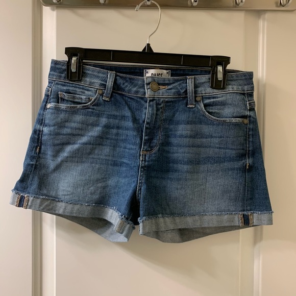 Paige Jimmy Jimmy Medium Wash Ezra Distressed Rolled Cuff Jean Denim Short - Picture 14 of 14